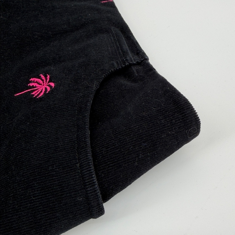 VTG Lilly Pulitzer Women’s Black Velour Pink Palm Short Skirt Sz 9 With Pockets - Picture 9 of 12